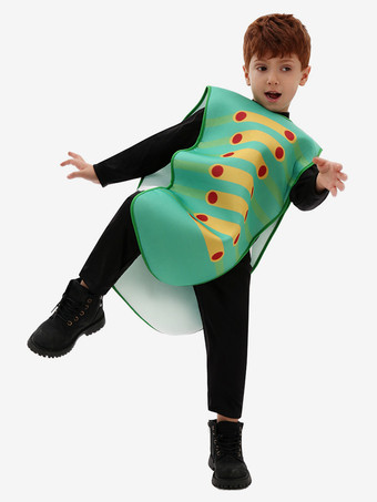 子供用キャタピラーコスチューム グリーン昆虫ポリエステルトップと帽子セット