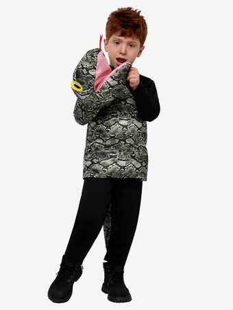 ハロウィン用子供用ヘビコスチューム カービナルトップとジャンプスーツ