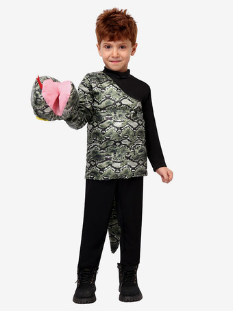 ハロウィン用子供用ヘビコスチューム カービナルトップとジャンプスーツ