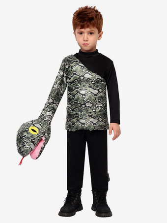 ハロウィン用子供用ヘビコスチューム カービナルトップとジャンプスーツ