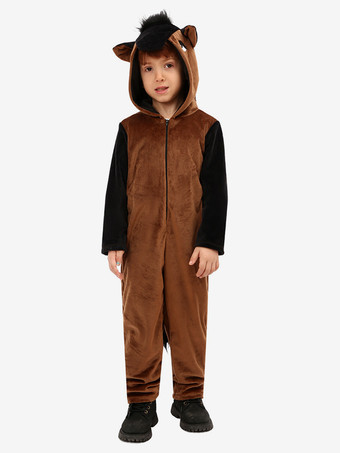 子供用馬ジャンプスーツコスチューム ブラウン ポリエステル パジャマ