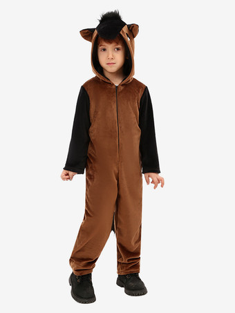 子供用馬ジャンプスーツコスチューム ブラウン ポリエステル パジャマ