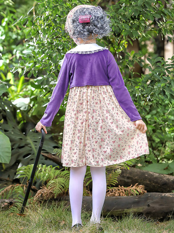 女の子用老婦人コスチューム パープル ハロウィン カービナルコスチュームセット