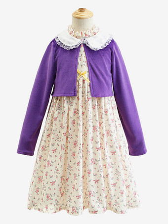 女の子用老婦人コスチューム パープル ハロウィン カービナルコスチュームセット