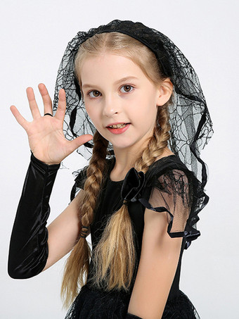 ハロウィン 黒ゴシック怖い花嫁子供用コスチュームドレス