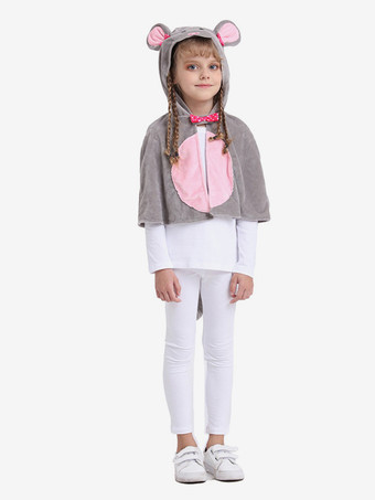 グレイ女の子用マウスハロウィンカーニバルコスチュームマント