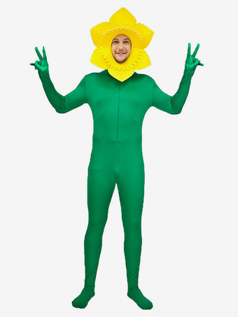 大人用ハロウィンカーニバル面白いコスチュームひまわりジャンプスーツ