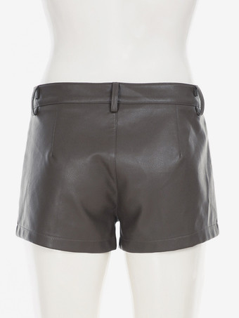 Brown Faux Leather Two Piece Co-ord Set Oversized Jacket And Shorts Spring Outfit For Women 2025