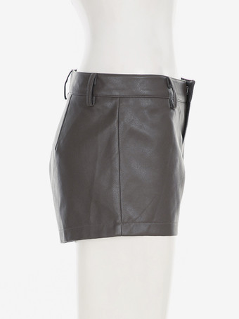 Brown Faux Leather Two Piece Co-ord Set Oversized Jacket And Shorts Spring Outfit For Women 2025