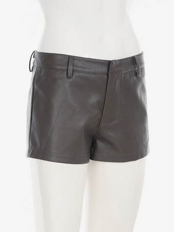 Brown Faux Leather Two Piece Co-ord Set Oversized Jacket And Shorts Spring Outfit For Women 2025