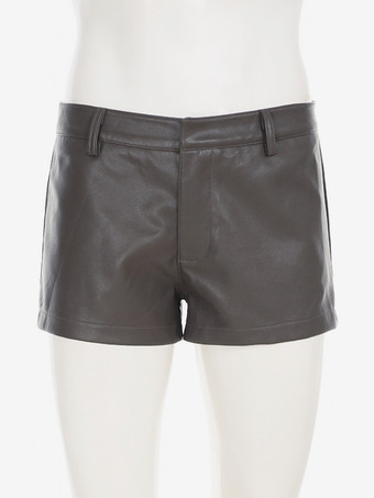 Brown Faux Leather Two Piece Co-ord Set Oversized Jacket And Shorts Spring Outfit For Women 2025