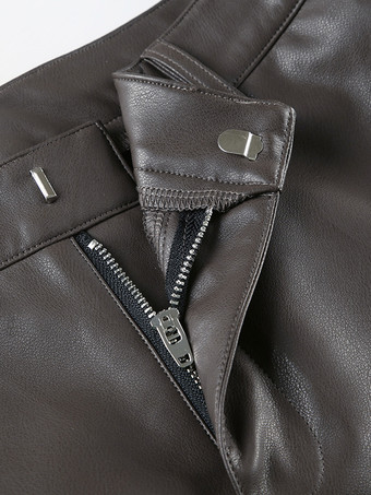 Brown Faux Leather Two Piece Co-ord Set Oversized Jacket And Shorts Spring Outfit For Women 2025