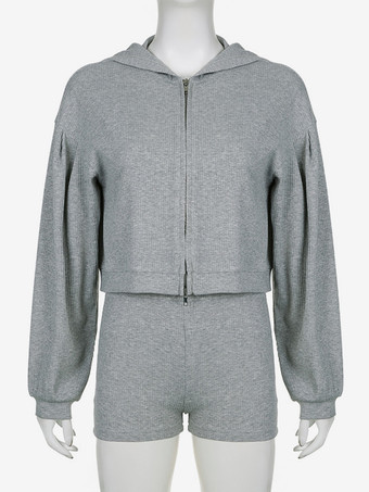 レディース フード付きジャケット、ノースリーブタンクトップ、ショートパンツ 3点セット 春カジュアルコーデ 2025