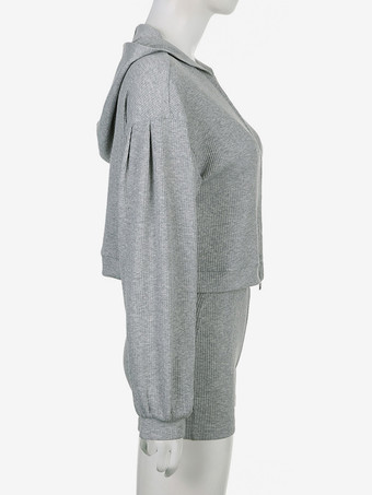 レディース フード付きジャケット、ノースリーブタンクトップ、ショートパンツ 3点セット 春カジュアルコーデ 2025