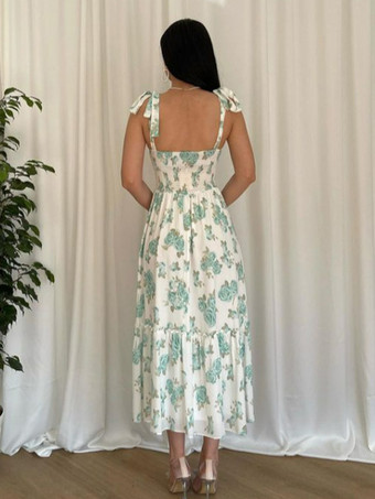 フローラルサンドレス スウィートハートカラー Aライン サマーミディドレス レディース 2025