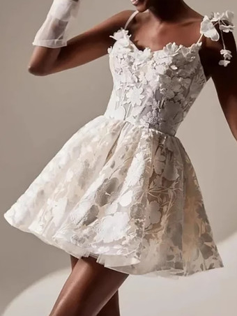 ブライダルミニドレス ショートウェディングドレス スウィートハートネック ノースリーブ ショートショートブライダルガウン