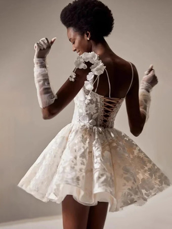 ブライダルミニドレス ショートウェディングドレス スウィートハートネック ノースリーブ ショートショートブライダルガウン