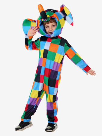 グリーン 子供用象コスチューム ハロウィン カービナルコスチューム ジャンプスーツとフードセット