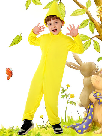 イエロー子供用イエロージャンプスーツ ハロウィン カーニバル コスチューム