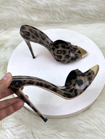 Pantoletten mit hohem Absatz und offener Spitze und Stilettoabsatz