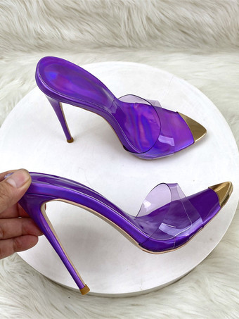 Pantoletten mit hohem Absatz und offener Spitze und Stilettoabsatz