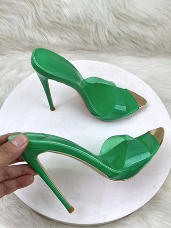 Pantoletten mit hohem Absatz und offener Spitze und Stilettoabsatz