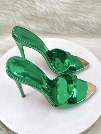 Pantoletten mit hohem Absatz und offener Spitze und Stilettoabsatz