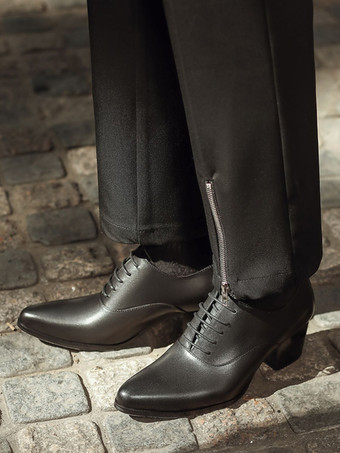 ブラック 男性用ドレスシューズ 高品質のラウンドトゥレザークラシックドレスシューズ