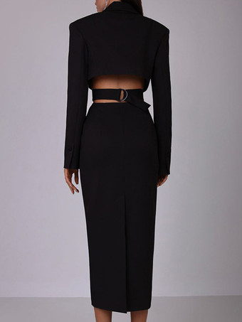 カットアウトブレザードレス 長袖 春 ミディドレス レディース 2025