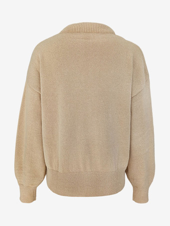 リブニットセーター 胸元が開いたスクープネック ドロップショルダー 長袖 春 オーバーサイズ トップス 2025