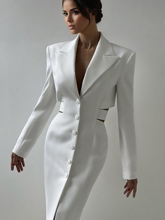 カットアウトブレザードレス 長袖 春 ミディドレス レディース 2025