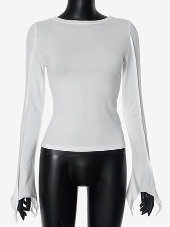 フレアスリーブ クロップトップ クルーネック 春 ベーシック Tシャツ レディース 2025