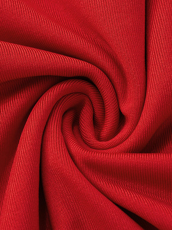 不規則なフリルのクロップトップ、赤の長袖無地春Tシャツ、女性用2025