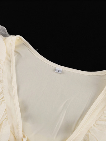 アプリコット フリル ドレス Vネック 長袖 ミニドレス レディース 2025