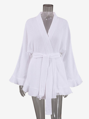 ツーピースコーデセット 長袖ベルト付きトップスとショートパンツのパジャマセット（レディース 2025）