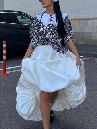 サテンロングスカート 無地 Aライン バルーンスカート レディース 2025