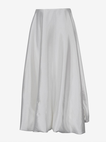 サテンロングスカート 無地 Aライン バルーンスカート レディース 2025