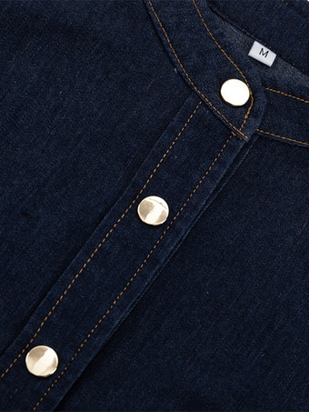 デニム スケーター ドレス パフスリーブ ボタンアップ Aライン ミニドレス レディース 2025