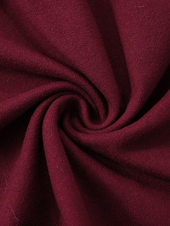 スリット入りバーガンディ長袖Tシャツ プリーツ春ベーシックトップス レディース 2025