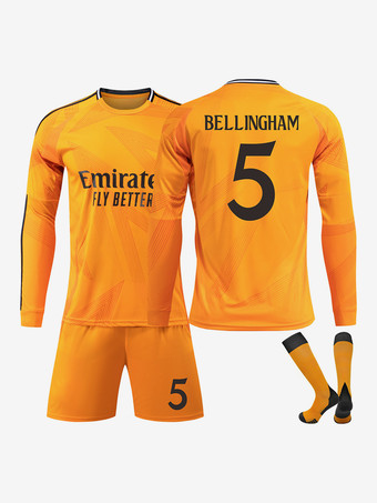 N.5No.5 BELLINGHAM NO.9 MBAPPÉ Maglia da calcio a maniche lunghe da uomo arancione Activewear