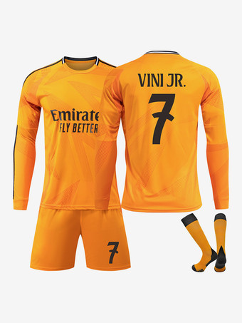 N.7No.5 BELLINGHAM NO.9 MBAPPÉ Maglia da calcio a maniche lunghe da uomo arancione Activewear