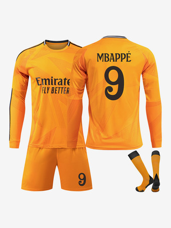 N.9No.5 BELLINGHAM NO.9 MBAPPÉ Maglia da calcio a maniche lunghe da uomo arancione Activewear