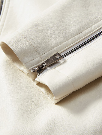 メンズジャケット カラーブロック ジップディテール フェイクレザー モトジャケット