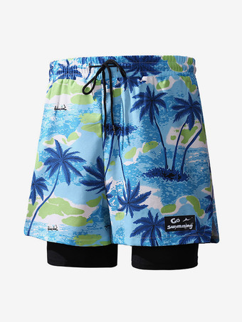 ベビーブルーメンズ ショートパンツ プリント ドローストリングウエスト 夏用 サイクリング ビーチ ショートパンツ