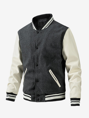 グレイメンズ ベースボールジャケット カラーブロック コットンパッド入り プラスサイズ ジャケット