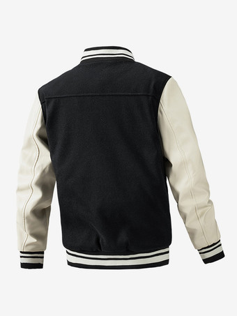 メンズ ベースボールジャケット カラーブロック コットンパッド入り プラスサイズ ジャケット