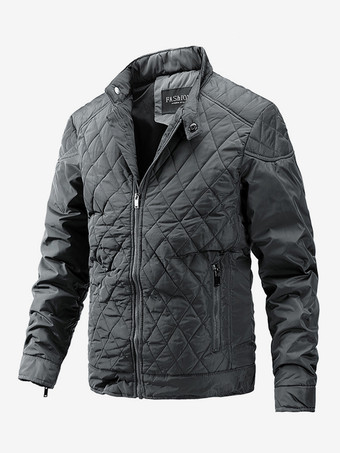 グレイメンズ バイカー ジャケット カジュアル 長袖 ジップ コットン ダイヤモンド柄 ジャケット