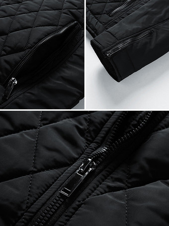 メンズ バイカー ジャケット カジュアル 長袖 ジップ コットン ダイヤモンド柄 ジャケット