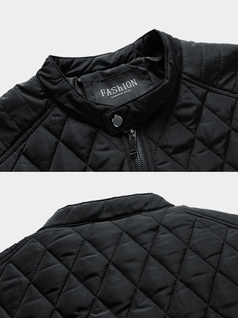 メンズ バイカー ジャケット カジュアル 長袖 ジップ コットン ダイヤモンド柄 ジャケット