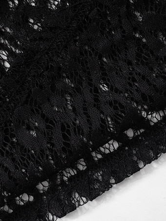 オフショルダー レース クロップトップ スカーフ付き ブラック ロングスリーブ Tシャツ レディース 2025